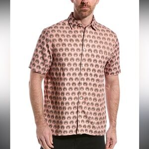 Ted Baker Pegus Retro Spot Print Linen-Blend Shirt